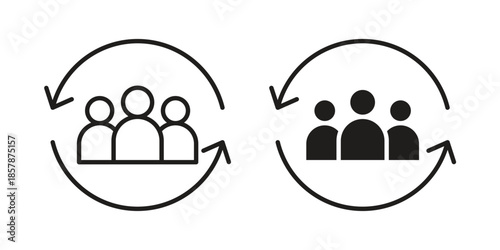 Customer retention icons. silhouette icon vector flat illustration on white background. line art icons