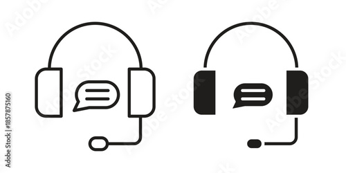 Customer support icons. silhouette icon vector flat illustration on white background. line art icons