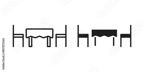Dinner table icons. silhouette icon vector flat illustration on white background. line art icons