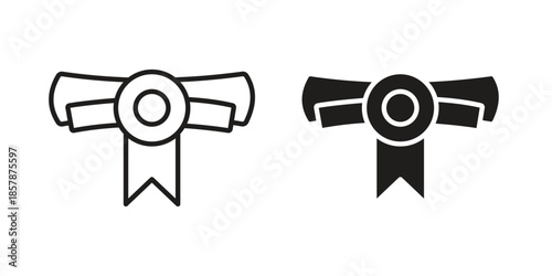 Diploma icons. silhouette icon vector flat illustration on white background. line art icons