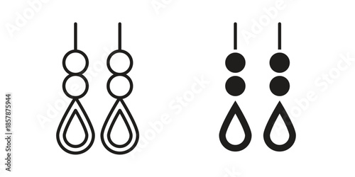 Earrings icons. silhouette icon vector flat illustration on white background. line art icons