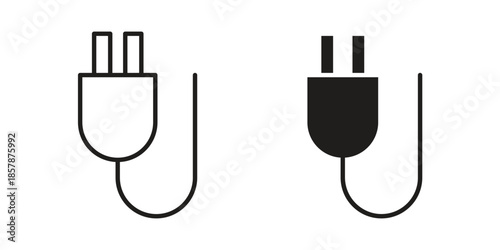Electrical plug icons. silhouette icon vector flat illustration on white background. line art icons