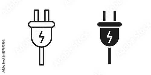 Electric plug icons. silhouette icon vector flat illustration on white background. line art icons