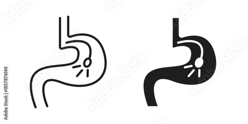 Endoscopy icons. silhouette icon vector flat illustration on white background. line art icons
