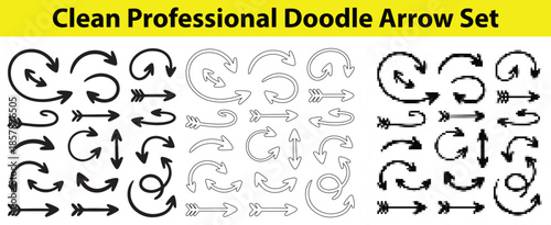 Set of hand drawn professional doodle arrows
