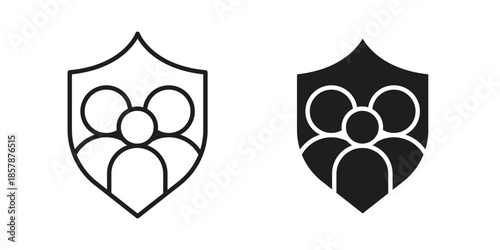 Family insurance icons. silhouette icon vector flat illustration on white background. line art icons