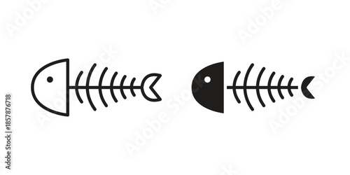 Fishbone icons. silhouette icon vector flat illustration on white background. line art icons