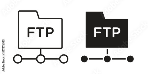 FTP icons. silhouette icon vector flat illustration on white background. line art icons