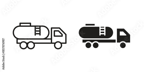 Fuel truck icons. silhouette icon vector flat illustration on white background. line art icons