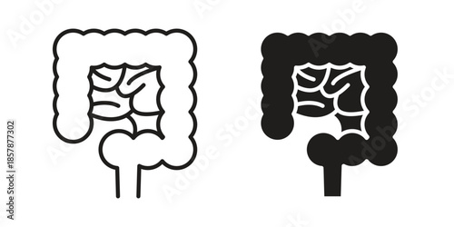 Gut icons. silhouette icon vector flat illustration on white background. line art icons