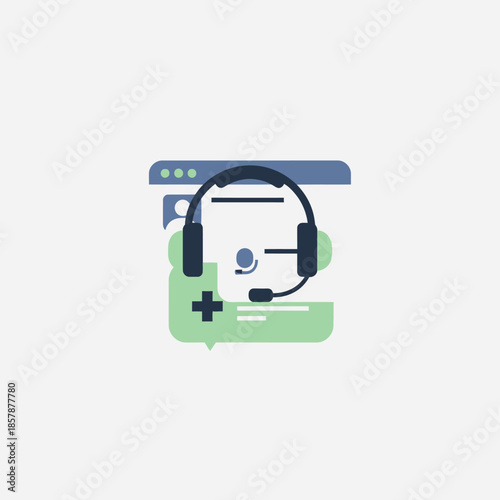 Customer Support Headset and Chat Interface Icon