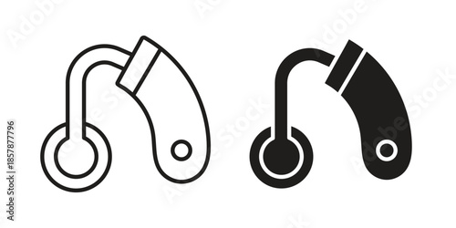 Hearing aid icons. silhouette icon vector flat illustration on white background. line art icons