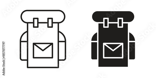 Hiking backpack icons. silhouette icon vector flat illustration on white background. line art icons