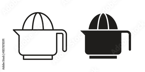 Juicer squeezer icons. silhouette icon vector flat illustration on white background. line art icons