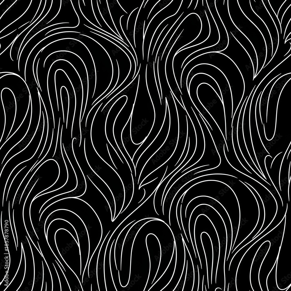 Obraz premium Abstract Black and White Wavy Line Pattern Background