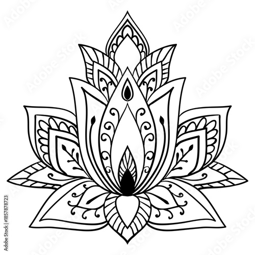 Lotus mandala hand drawing illustration