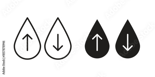 Low and high cholesterol icons. silhouette icon vector flat illustration on white background. line art icons