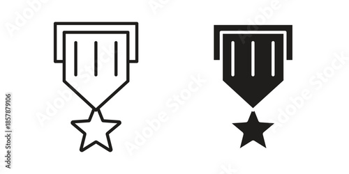 Military medal icons. silhouette icon vector flat illustration on white background. line art icons