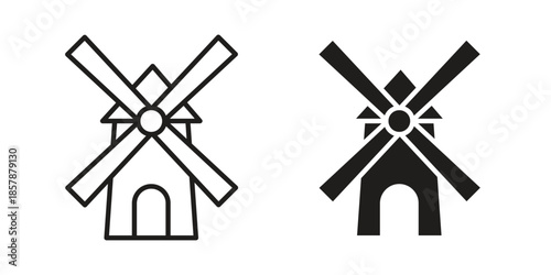 Mill icons. silhouette icon vector flat illustration on white background. line art icons