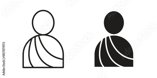 Monk icons. silhouette icon vector flat illustration on white background. line art icons