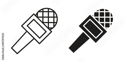News microphone icons. silhouette icon vector flat illustration on white background. line art icons