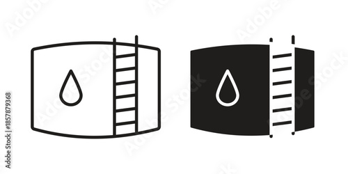 Oil storage icons. silhouette icon vector flat illustration on white background. line art icons