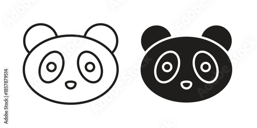 Panda icons. silhouette icon vector flat illustration on white background. line art icons