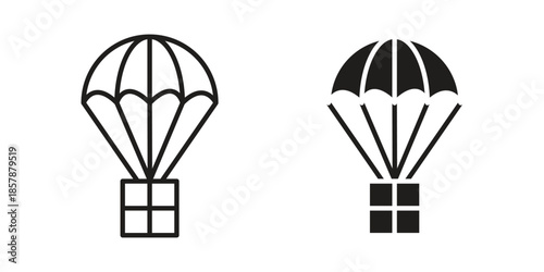 Parachute icons. silhouette icon vector flat illustration on white background. line art icons