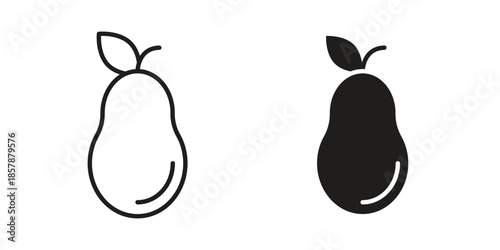 Pear icons. silhouette icon vector flat illustration on white background. line art icons