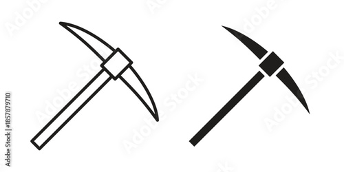 Pick axe icons. silhouette icon vector flat illustration on white background. line art icons