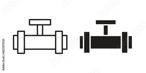 Pipe valve icons. silhouette icon vector flat illustration on white background. line art icons