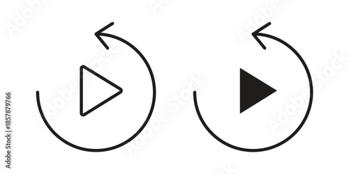 Playback icons. silhouette icon vector flat illustration on white background. line art icons