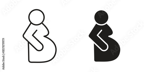 Pregnant woman icons. silhouette icon vector flat illustration on white background. line art icons