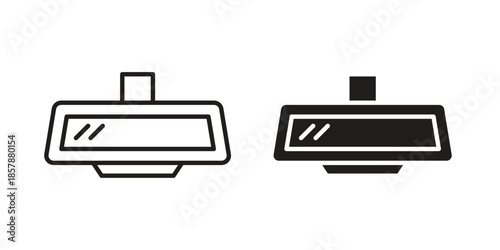 Rear mirror icons. silhouette icon vector flat illustration on white background. line art icons