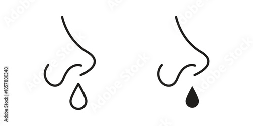 Runny nose icons. silhouette icon vector flat illustration on white background. line art icons