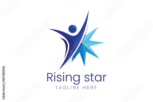 Abstract Star Person Upward Motion Vector logo template