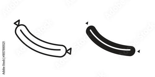 Sausage icons. silhouette icon vector flat illustration on white background. line art icons