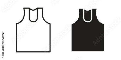Sleeveless shirt icons. silhouette icon vector flat illustration on white background. line art icons
