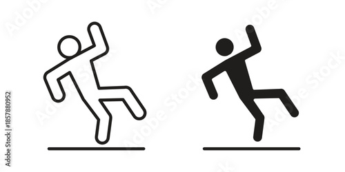 Slippery floor icons. silhouette icon vector flat illustration on white background. line art icons