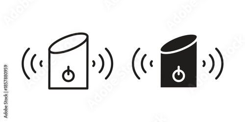 Smart speaker icons. silhouette icon vector flat illustration on white background. line art icons