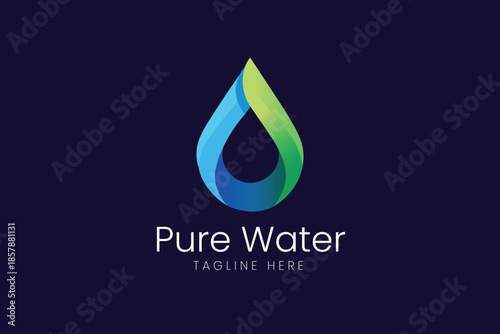 Pure Water Drop with Dynamic Gradient Swirl Vector logo template
