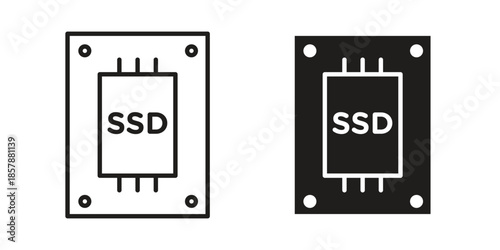 SSD drive icons. silhouette icon vector flat illustration on white background. line art icons