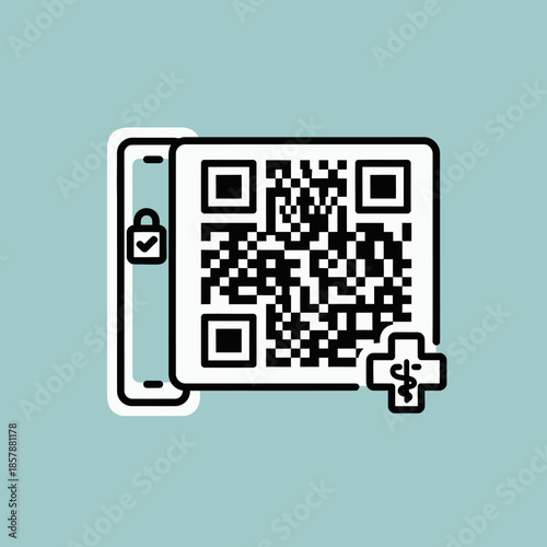 Secure QR Code on Smartphone with Medical Symbol