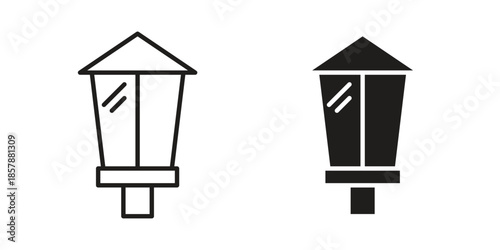 Street lamp icons. silhouette icon vector flat illustration on white background. line art icons