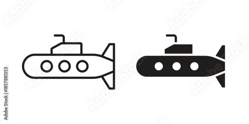 Submarine icons. silhouette icon vector flat illustration on white background. line art icons