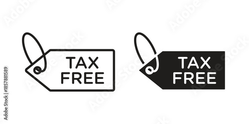 Tax free icons. silhouette icon vector flat illustration on white background. line art icons