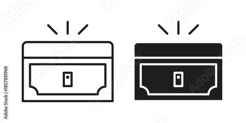 Treasure chest icons. silhouette icon vector flat illustration on white background. line art icons