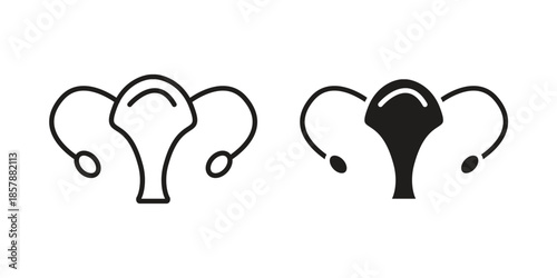 Uterus icons. silhouette icon vector flat illustration on white background. line art icons