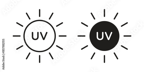 UV icons. silhouette icon vector flat illustration on white background. line art icons