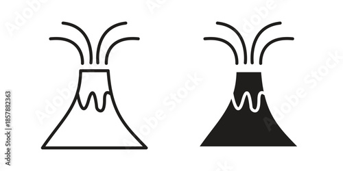 Volcano eruption icons. silhouette icon vector flat illustration on white background. line art icons